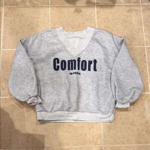 Gray V-Neck Comfort Sweatshirt